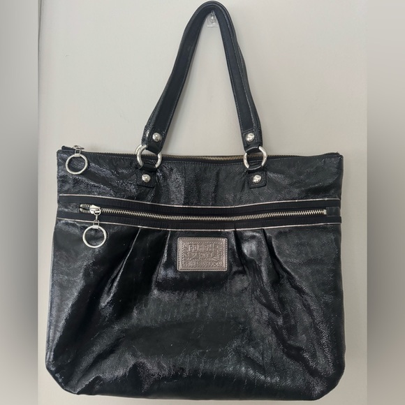 Coach Y2K Poppy Leather Shoulder Bag with Teal Lining & Silver Hardware - Picture 1 of 15